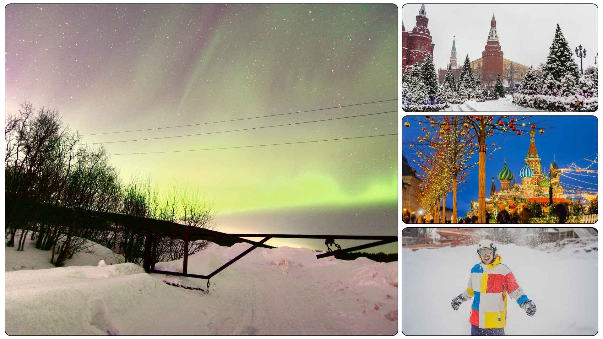 Best Things to Do in Russia by Season, Best Things to Do in Russia – Winter Specia, Witness the Captivating Northern Lights in Murmansk, Experience Snow-Covered Moscow, Have Fun at the Frozen Lake Baika, Enjoy Winter Sports in Sochi, Experience Christmas Markets in Russia